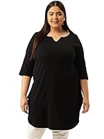 AMYDUS Women Plus Size Tunic | Knee Length | Complete Hip Coverage | Cloud Soft Fabric |Tunic Tops for Women - XL to 9 XL Dark Black