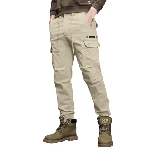 Generisch Pantalones cargo largos para hombre, rectos, retro, tácticos, resistentes a la abrasión, cómodos pantalones para exteriores, multibolsillos, pantalones de tiempo libre, pantalones de