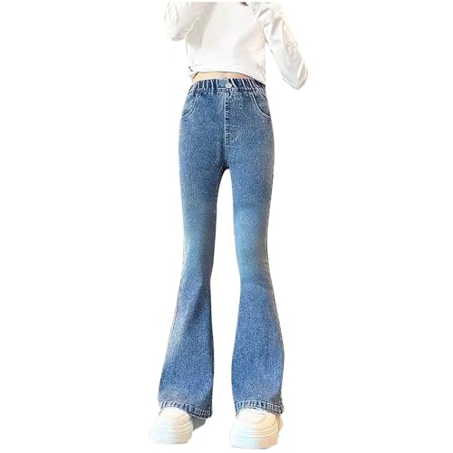 wodceeke Girls Flare Jeans Wide Leg Stretch Denim Pants High Waisted Bell Bottom Boyfriend Jeans for Kids 5-15 Years