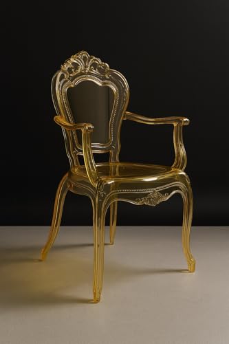 Biscottini Sillas de policarbonato – Silla con reposabrazos para cocina, salón, 53 x 49 x 97,5 cm – Sillones barrocos para comedor o dormitorio – Sillón de plástico de exterior moderno para bodas y