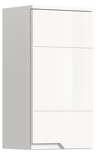 xonox.home - Hängeschrank Solero 38x73x27 cm in Front weiß Hochglanz Tiefzieh Korpus weiß - Hängeschrank Badezimmerschrank hängend Wandschrank - modern, platzsparend und funktional