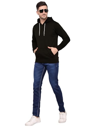 Image of TQH Men's Cotton Blend Fleece Solid Hooded Neck Sweatshirt