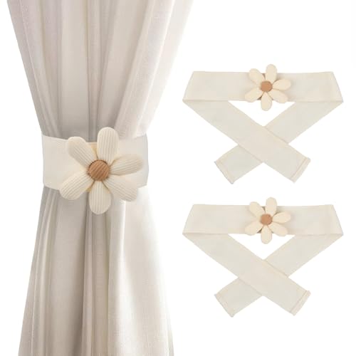 Dewocke 2 Piezas Alzapaños de Cortina, Forma de Flor Abrazaderas Cortinas, Ajustable Sujeta Cortinas, Sujeta Cortinas, Alzapaños Decorativos para Cortinas, para Dormitorio Salón y Oficina