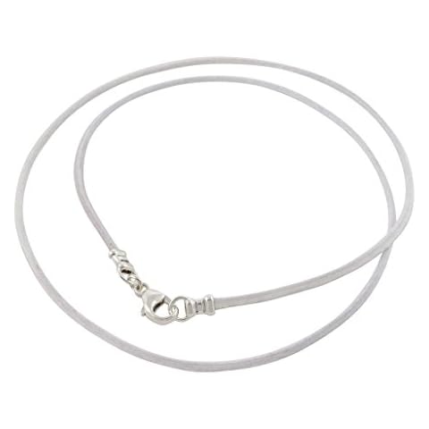 DragonWeave Sterling Silver 1.8mm Fine White Leather Cord Necklace - 20 inches Cover