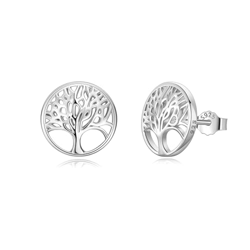 Lydreewam Lebensbaum Ohrringe für Damen 925 Sterling Silber Baum des Lebens Ohrstecker für Geburtstag Muttertag Weihnachten, Durchmesser 12mm