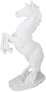 ASHATA Horse Statue Sculpture, Horse Standing Statue, Resin Lucky Gifts European Style White/Copper for Office Decor for Home Decor(bs-020 white)