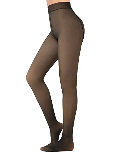 PLIKSUVER Strumpfhosen Damen Winter Thermostrumpfhosen Gefütterte Strumpfhose Fleece Strumpfhose Gefälschte Durchscheinend Plüschstrümpfe Pantyhose Verdickte Leggings Cover