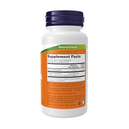 NOW Foods Fenugreek 500mg, 100 Capsules
