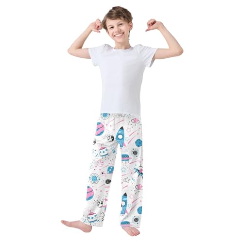 ZZXXB Rocket Universe Star Boys Long Pants Soft Trousers Elastic Waist Kids Lounge Bottoms with Pockets S-XL2