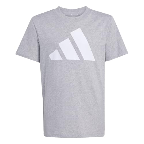 adidas Unisex - Bambini e Ragazzi Essentials Big Logo Shirt, Medium Grey Heather/White, 15-16 Years