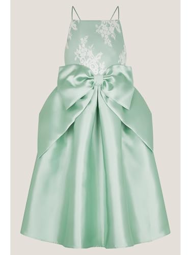 Bow-Knot Flower Girl Dress for Wedding Satin Lace Applique Ball Gowns Sleeveless Straps Princess Birthday Long Dress3