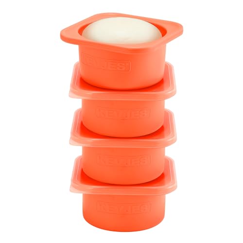 KEVJES PLUS 1000ml Pizza Dough Proofing Containers for DIY family Artisan Pizza, Food Grade Silicone Stackable Boxes with Lids, Freezer, Fridge, Dishwasher Safe,4sets (Red)