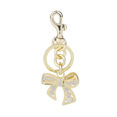 Schlüsselanhänger mit Goldener Strassschleife, Funkelnder Taschenanhänger mit Goldener Schleife Süßer Handtaschenanhänger für Damen