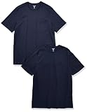 [Amazon Essentials] 2枚組 Tシャツ ポケット付き クルーネックット 半袖 メンズ ネイビー S