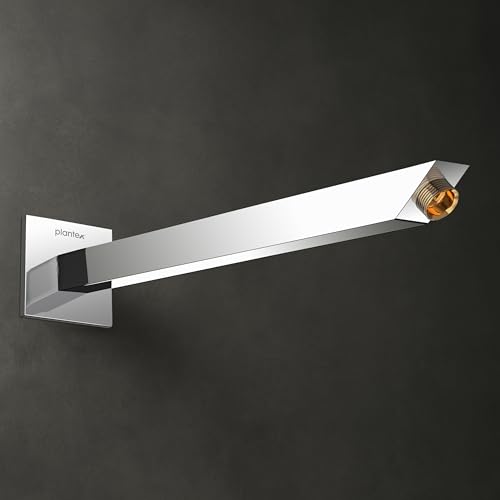 Image of Plantex 14-Inch Shower Arm for Overhead Shower /Stainless Steel Shower Pipe /Wall Mount Bathroom Fitting with -Inch Thread - Pack of 1 (Chrome)