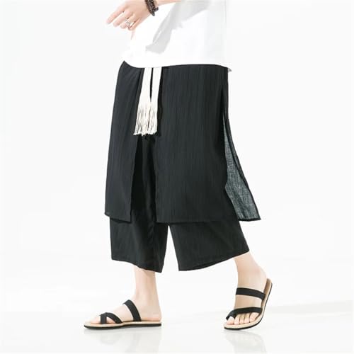 Men Casual Wide Leg Pants Streetwear Irregular Harem Pants Solid Color Vintage Skirts Trousers4