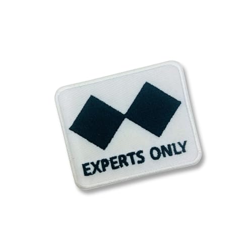 Experts Only Ski Badge Double Black Diamond Embroidered Badge - Patch Embroidered Patches for Clothes, Strong Adhesive Sticker Applique Embroidery Patches for Clothing, Fabric, Backpack, hat, DIY