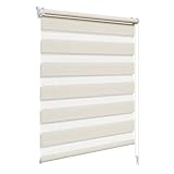 WOLTU Estor Enrollable de Doble Capa Noche y Día sin Taladrar, Roble