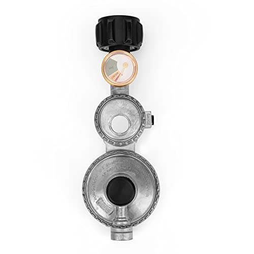Only Fire Vertical Two Stage Propane Regulator With Qcc1 Connection And Tank Gauge, 3/8" Female Npt Outlet For Gas Grills, Propane Tank, Rv, Propane Heater #TOP3