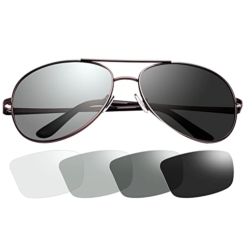 YIMI Polarized Photochromic Driving z87 Sunglasses For Men Women Day and Night safety glasses Photochromic/Gun Frame Black Lens