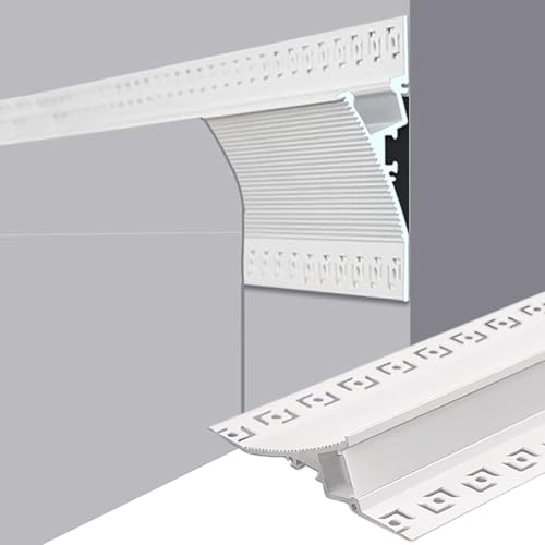 Moldura Iluminacion Canal de Montaje de LED de Aluminio Enlucido, Difusor de Iluminación Indirecta de Tira de LED, Moldura Decorativa de Tira de Luz Interior para Pared, Cenefa de LED para Paneles de
