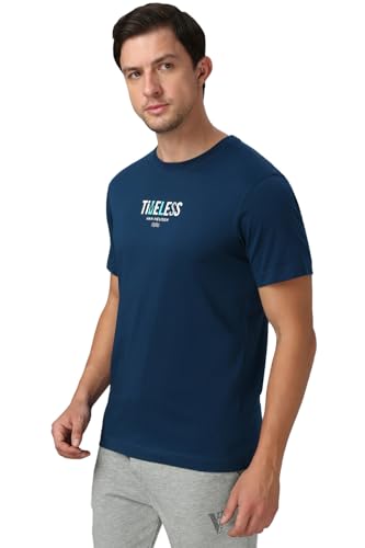 Image of Van Heusen Men Cotton Regular Fit Athleisure Graphic T-Shirt - Round Neck, Short Sleeve, Minimal Print