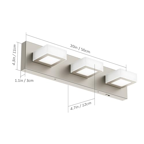 Image of Ralbay 5 Color Temperature Brushed Nickel Bathroom Vanity Lights Dimmable Acrylic Modern LED Bathroom Wall Lighting Fixtures Brushed Nickel