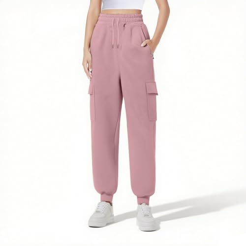 Girls Baggy Cargo Sweatpants Wide Leg High Waist Loose Athletic Kids Joggers Fall Hiking Running (Pink, 3-4 Years)2