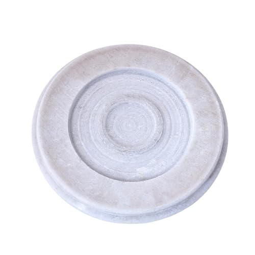 Image of VISMAY'S White Marble Chakla with Wooden Belan Set 10 Inch White Natural Stone Rolling Board and 12 Inch Wooden Rolling Pin for Roti Paratha Chapati Food Safe Non Slip (Set of 2)