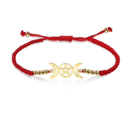 VASSAGO Triple lune déesse Bracelet pour les femmes hommes Wicca Pentagram amulette tressé à la main lune Pentacle Bracelet corde chaîne Bracelet bijoux...