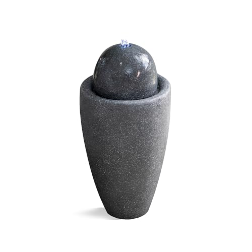 Xbrand AMR3854-2 25.98 Inch H Round Stone Indoor/Outdoor Modern Stone Textured Sphere Water Fountain W/Led Lights thumb #5