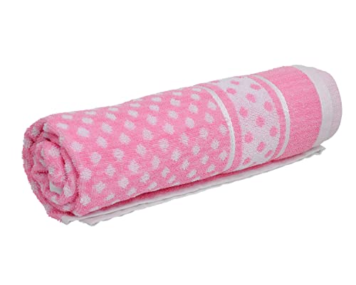 Image of Kuber Industries Multiuses Dot Printed Soft Cotton Bath Towel, 30 inchx60 inch- Pack of 2 (Orange & Pink)