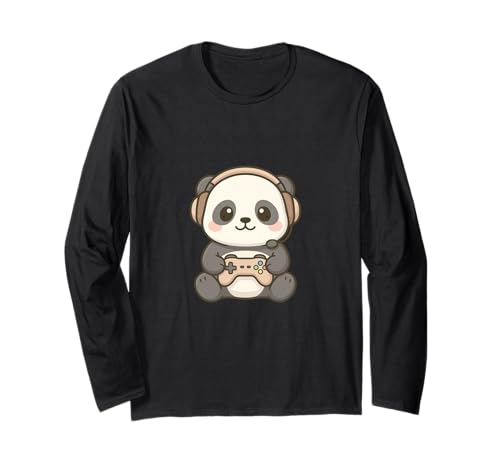 Kawaii Gamer Panda - Lindo controlador de juegos para fanáticos de los videojuegos Manga Larga