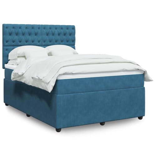 Vetnasa Cama Box Spring con colchón tercio Azul 140x200 cm Mobiliario, Camas y Accesorios, Camas y somieres Azul 97,26 KG