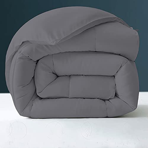 Image of Day Care - 400 GSM Hotel Quality-Down Alternative Microfiber Comforter for Heavy Winter Queen Size Comforter /Blanket /Rajai (90 inch x 90 inch Inches /228cm x 228cm) - Comforter Queen Size|Dark Grey| TC - 450