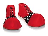 Funny Scary Halloween Clown Shoes - Red & Black Adult Lace Front Oversized Clown Shoes (Red & Black Clown Shoes)