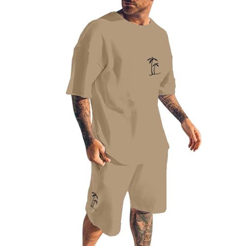 Ensemble short et t-shirt homme couleur unie avec poches confortables