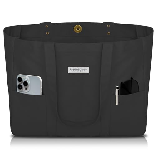 Image of HOMESPON Large Canvas Tote Bag, Magnetic Work Laptop Pack for Women | Everything Bag, Multi Pockets, Internal Laptop Sleeve