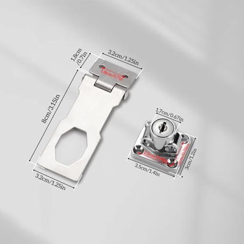Image of Eagles Keyed Hasp Locks, 3 Inch, Silver, 2PCS Knob Locking Hasp Cabinets Hasp Locks Stainless Steel Hasp Lock Catch Latch Safety Lock Door Lock with Keys for Mailbox Drawer Closet