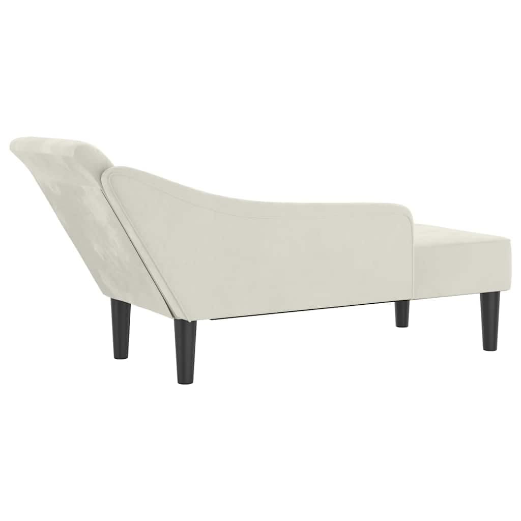 Szezlong z poduszką, kremowy, aksamitny, 141 x 55,5 x 66,5 cm, ergonomiczny, wyściełany, do salonu, sypialni, komfort