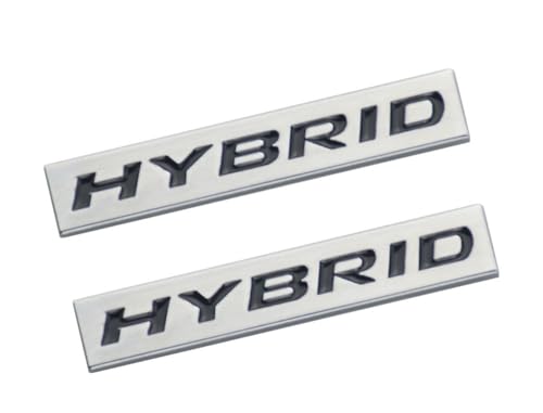 Image of 2Pcs Metal Car Hybrid Logo Emblem 3D Badge Automotive Logo Decals Suitable for Door Trunk Window Sticker (Silver Black)