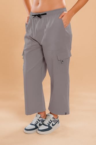 Image of ADDYVERO Women's High-Waist Loose Fit Cargo Pants with Six Pockets (Grey, 32)