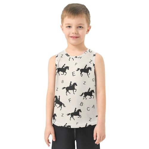 J JOYSAY Cartoon Horse Letters Boys Tank Top Sleeveless Muscle Shirts Quick Dry Sport Active Workout Kids T-Shirts 3-15T2