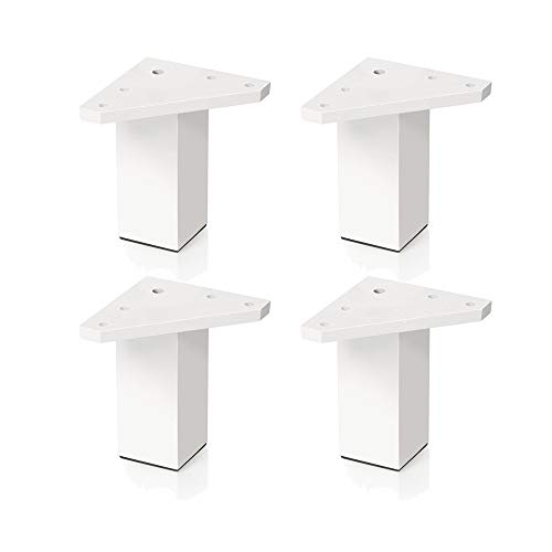 4 un. Pied carré pour meuble en résine plastique abs ANTI OXYDATION 40x40mm Hauteur 60mm blanc avec embout Cover
