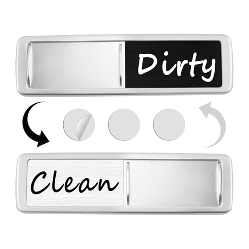 Dishwasher Magnet Clean Dirty Sign, Slide Strong Clean and Dirty Magnet Indicator for Dishwasher, Non-Scratch, Easy to Read, Self-Adhesive Stickers for Non-Magnetic Dishwasher?Black White?
