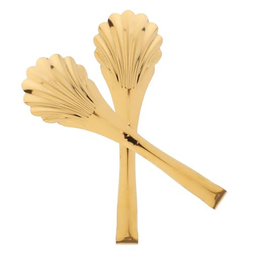 TOBBOMEY Pinzas para Barbacoa de Acero Inoxidable 9 Pulgadas 2 Unidades Utensilios de Cocina Multiusos para Buffet Servir Pan Ensaladas y Parrilla Color Dorado Diseño Ergonómico