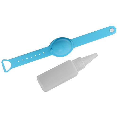 Myhoomowe - Pulsera de limpieza de manos con 4 piezas, dispensador desinfectante, gel recargable, portátil, bombas de distribución, color azul
