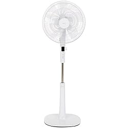 Ventilador Cama Amazon Amazon Basics Ventilador de pie digital oscilante con 5 palas duales, 12 velocidades y mando a distancia, Blanco
