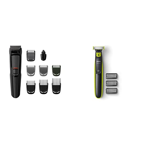 Image of PHILIPS Multi Grooming Kit MG3710 /65, 9-in-1 (New Model), Face, Head and Body - All-in-one Trimmer, 60 Mins Run Time & QP2525 /10 Cordless OneBlade Hybrid Trimmer and Shaver