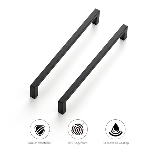 Image of Ravinte 20 Pack Matte Black Cabinet Pulls, 6-1 /4 Inch (160mm) Hole Center Slim Kitchen Handles, Square Drawer Pulls for Cabinets & Cupboards, Hardware